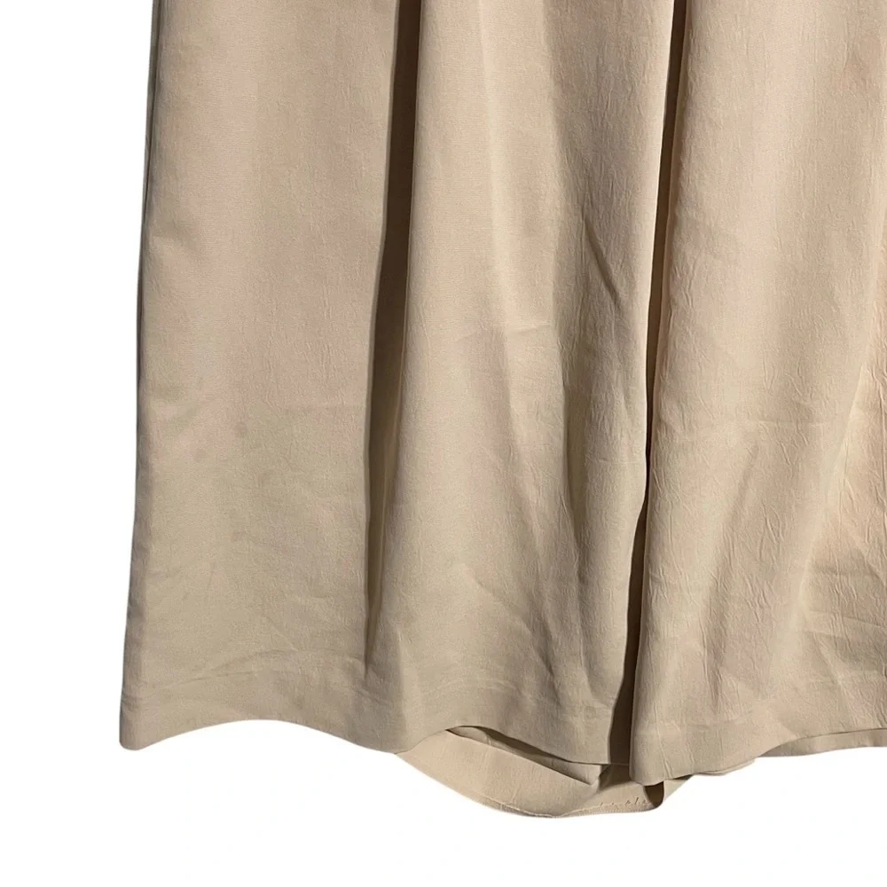 Tibi High Waist Pleated Front Culottes Gauchos Cropped Pants Beige Size 4